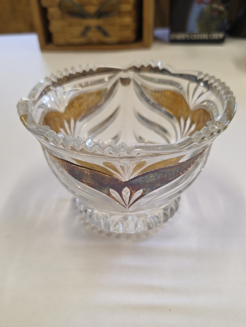 Vintage Anna Hütte Bleikristall 24% Lead Crystal Footed Bowl or Candy Dish